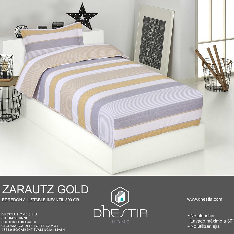 Edredón Ajustable Cama Infantil Zarautz Ocre