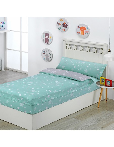 Saco Nórdico con Cremallera Edredón Ajustable Cama Infantil Estrellas Stars