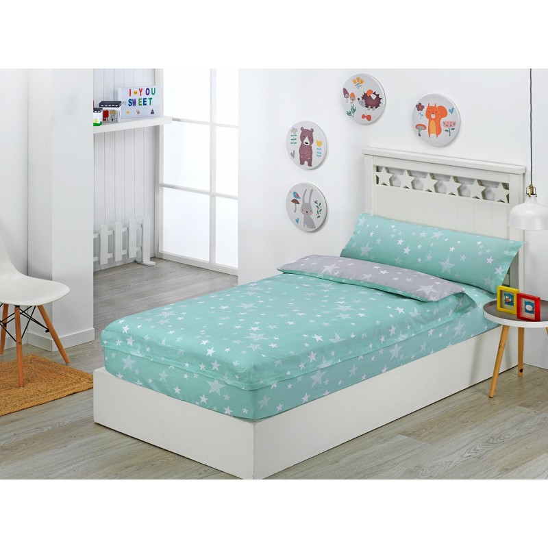 Saco Nórdico con Cremallera Edredón Ajustable Cama Infantil Estrellas Stars