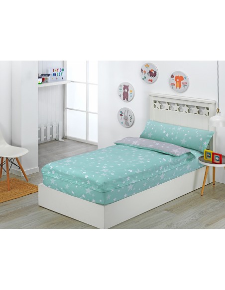 Saco Nórdico con Cremallera Edredón Ajustable Cama Infantil Estrellas Stars