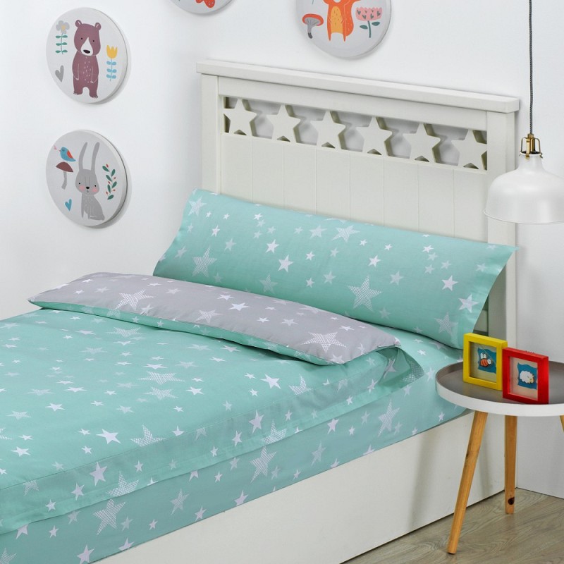 Saco Nórdico con Cremallera Edredón Ajustable Cama Infantil Estrellas Stars