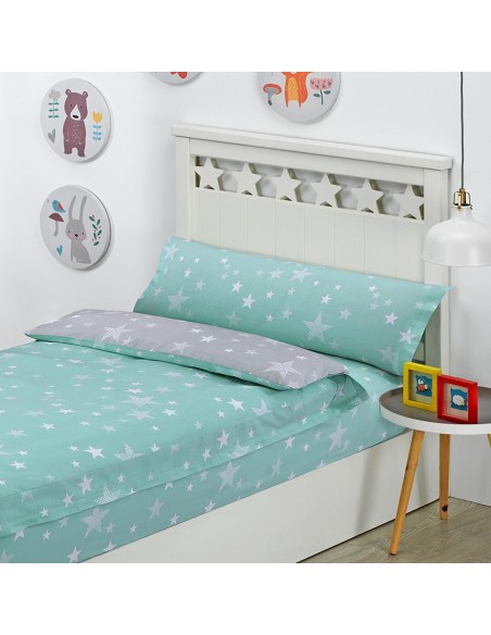 Saco Nórdico con Cremallera Edredón Ajustable Cama Infantil Estrellas Stars