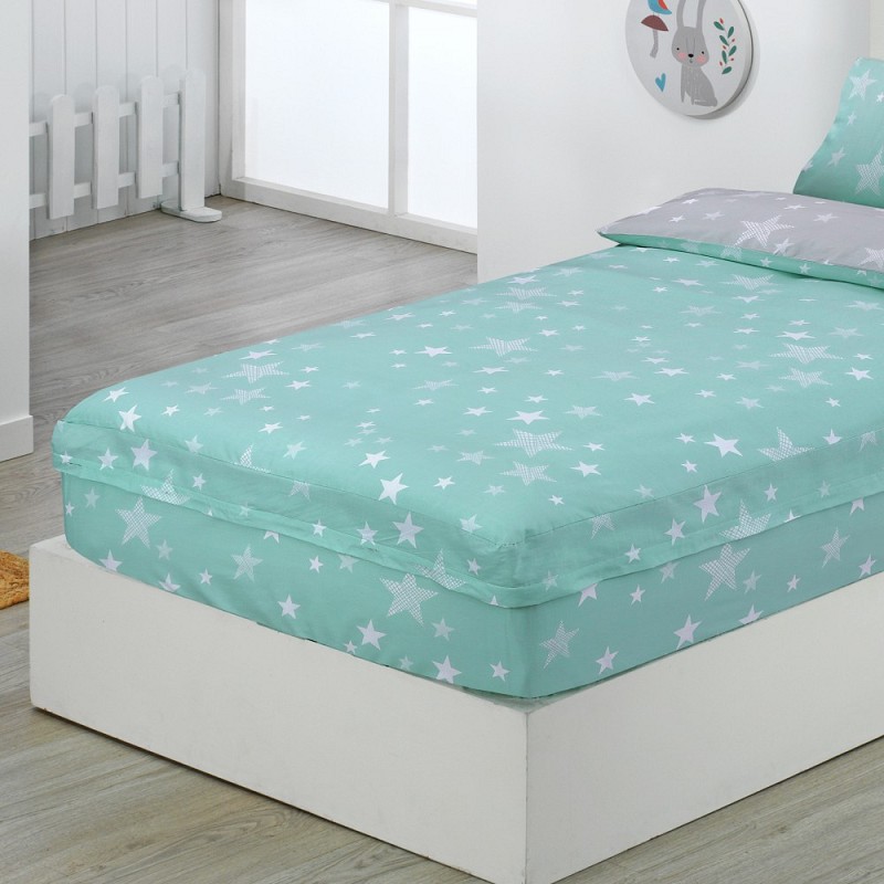 Saco Nórdico con Cremallera Edredón Ajustable Cama Infantil Estrellas Stars