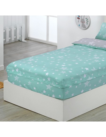 Saco Nórdico con Cremallera Edredón Ajustable Cama Infantil Estrellas Stars