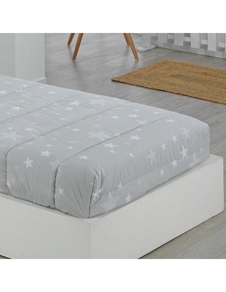 Edredón Ajustable Infantil Cama 90 y Cama 105 Stars Gris