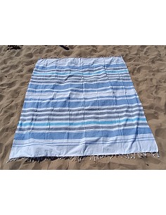 Pareo Fouta de Playa con Flecos Trenzados Tamaño Grande 200x200 cm Salmat 2