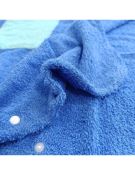 Poncho Infantil Tejido 100% Algodón Natural Modelo Shark Blu