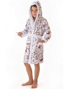 Albornoz Infantil de Terciopelo 100% Algodón Estampado Modelo Animals 2