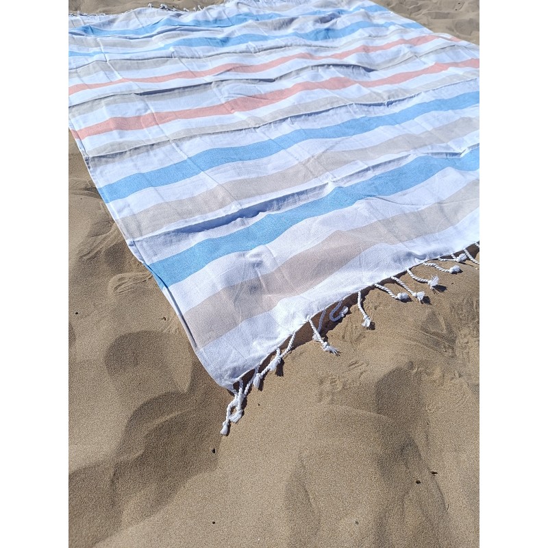 Pareo Fouta de Playa con Flecos Trenzados Tamaño Individual 90x200 cm Pulvila