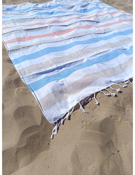 Pareo Fouta de Playa con Flecos Trenzados Tamaño Individual 90x200 cm Pulvila
