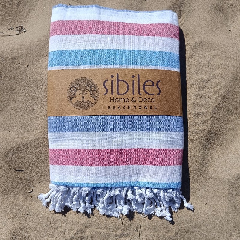 Pareo Fouta de Playa con Flecos Trenzados Tamaño Individual 90x200 cm Pulvila