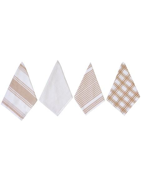 Pack de 4 Paños de Cocina en Color Beige de 40x70 cm 100% Algodón