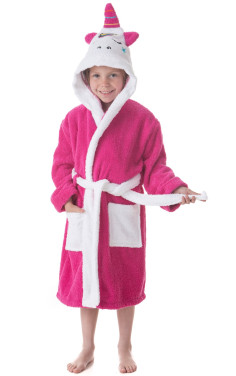 Albornoz Baño Niña Infantil 100% Algodón con Bolsillos y Capucha Sleep Unicorn 2