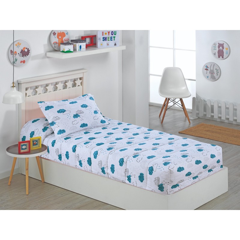 Edredón Ajustable de 350gr Cama 90 Infantil y Cama 105 Nubes Agua