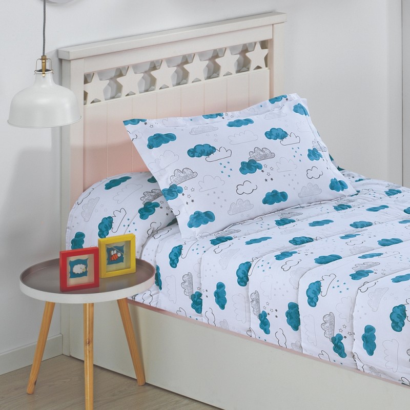 Edredón Ajustable de 350gr Cama 90 Infantil y Cama 105 Nubes Agua