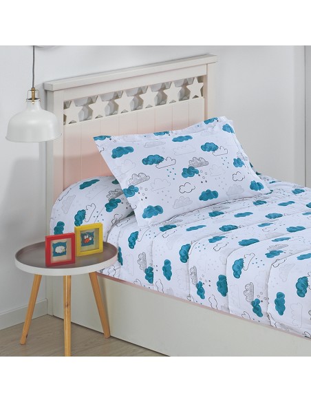 Edredón Ajustable de 350gr Cama 90 Infantil y Cama 105 Nubes Agua