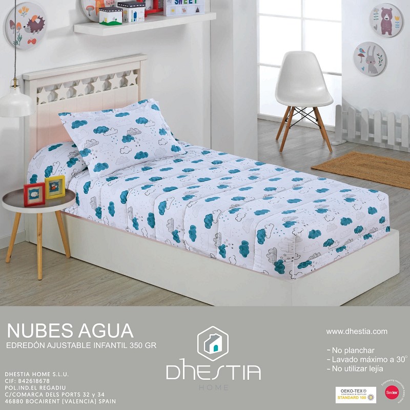 Edredón Ajustable de 350gr Cama 90 Infantil y Cama 105 Nubes Agua