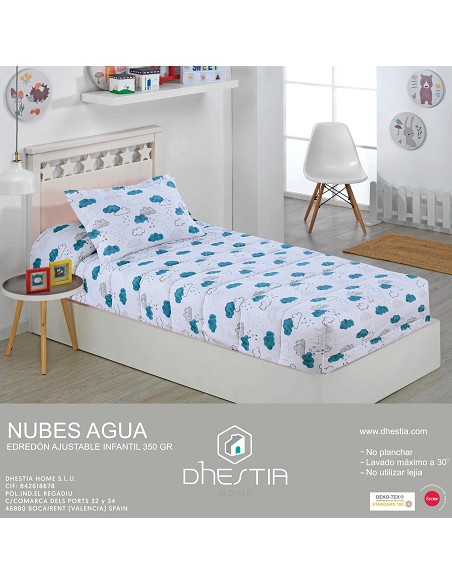 Edredón Ajustable de 350gr Cama 90 Infantil y Cama 105 Nubes Agua