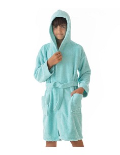 Albornoz de Baño Juvenil y Niños con Capucha, Bolsillos y Cinturón 100% Algodón