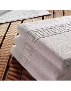 Toalla Blanca de Hotel Cenefa Greca 100% Algodon 20/2 de 500 gr/m2