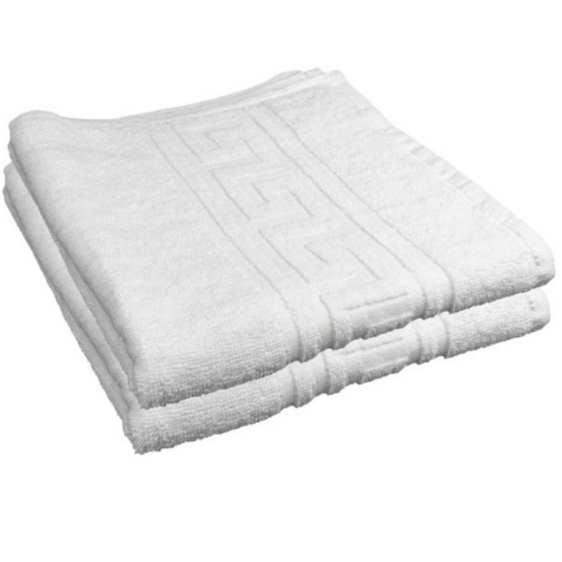 Toalla Blanca de Hotel Cenefa Greca 100% Algodon 20/2 de 500 gr/m2