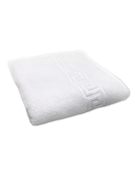 Toalla Blanca de Hotel Cenefa Greca 100% Algodon 20/2 de 500 gr/m2