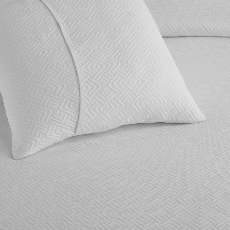 Colcha Piqué Cubic Blanca Calidad Hotel Tejido Polialgodón