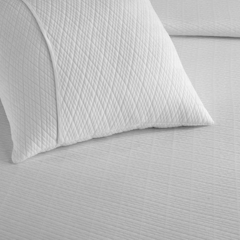 Colcha Piqué Rombos Blanca Calidad Hotel Tejido Polialgodón