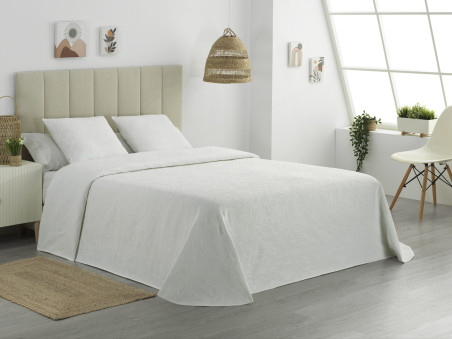 Colcha Piqué Flores Relieve Modelo Floritura Blanca