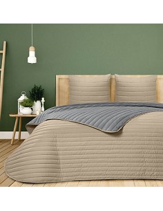 Colcha Bouti de Verano Bicolor Patrón Cosido de Lineas Modelo Moraira