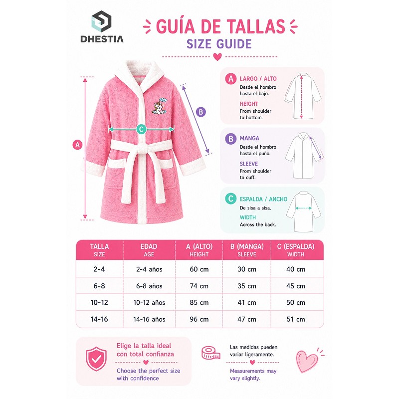 Albornoz de Baño Infantil Capucha para Niñas Blanc Unicorn 100% Algodón