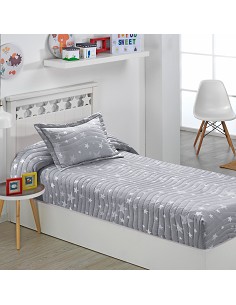 Colcha Bouti Ajustable Cama Nido Infantil y Juvenil de Verano Estrellas Gris