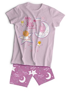 Pijama de Verano Niñas Peppa Pig Color Rosa 100% Algodón
