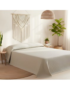 Colcha Piqué Hotel de Rayas Beige en Relieve 2