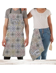 Juego Delantal y Paños Cocina Cooking Time