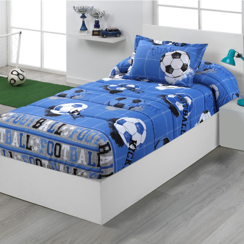 Edredon Ajustable Cama Infantil y Juvenil con Rellno 350gr Diseño Futbol Kick