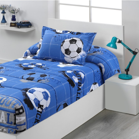 Edredon Ajustable Cama Infantil y Juvenil con Rellno 350gr Diseño Futbol Kick