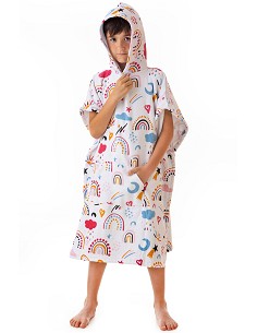 Poncho de Playa y Pisicina - Unisex Infantil Niños  - 100% Algodón - Capucha y Bolsillo - Oeko-Tex