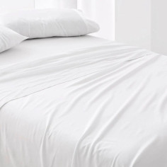 Sábana Encimera Premium Hotel Blanca - 180 Hilos y 140 Gramos - Tejido Mercerizado PoliAlgodón