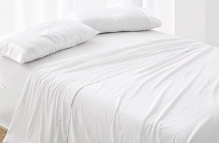 Sábana Encimera Premium Hotel Blanca - 180 Hilos y 140 Gramos - Tejido Mercerizado PoliAlgodón