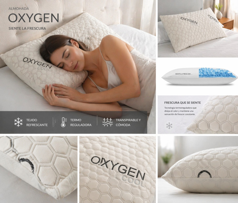 Funda Almohada de Verano - Tejido Refrescante Oxygen Cool - Oeko-Tex
