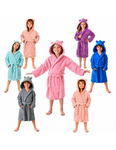 Albornoz Niños y Niñas 100% Algodón Natural Capucha con Orejas 2