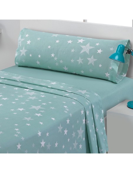 Juego de Sábanas Infantil y Juvenil Algodón y Poliéster 50/50 Diseño Estrellas Agua
