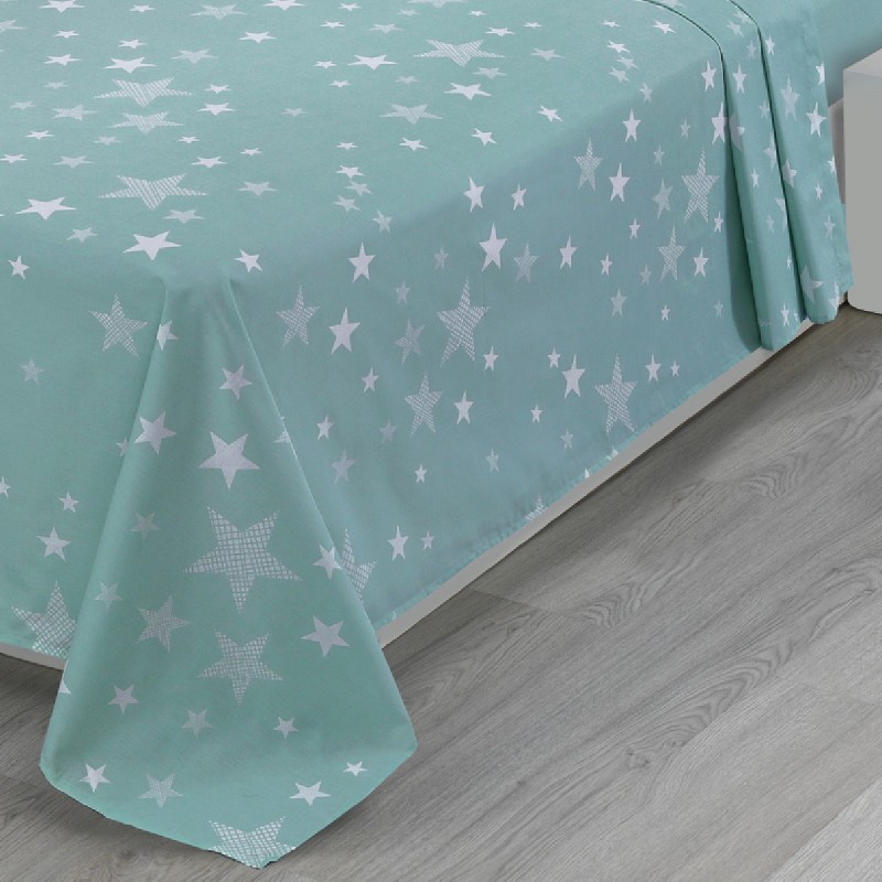 Juego de Sábanas Infantil y Juvenil Algodón y Poliéster 50/50 Diseño Estrellas Agua