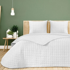 Colcha Bouti Reversible Albir Blanca Itziar Cosida Cuadros Hotel