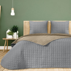 Colcha Bouti Reversible Albir Gris Itziar Cosida Cuadros Hotel