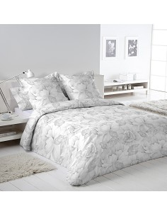 Juego Funda Nórdica Floral 100% Algodón Cierre Botones Sandra Gris 2