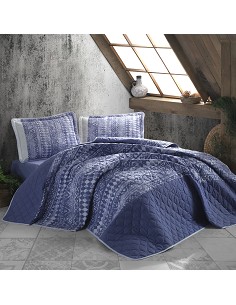 Colcha Bouti Étnica 100% Algodón Turco Mud Blu de Sibiles