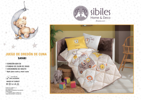 Conjunto de Edredón para Cuna Safari 100% Algodón Turco