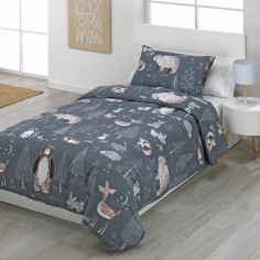 Funda Nórdica Infantil Cama 90 y Cama 105 Cierre Botones Forest